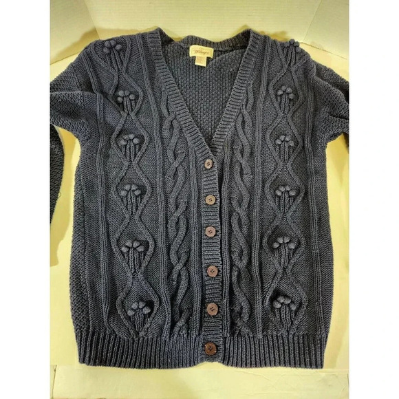 Women's Worthington Heavyweight Sweater Cardigan Size Medium Navy Vintage - Picture 8 of 8